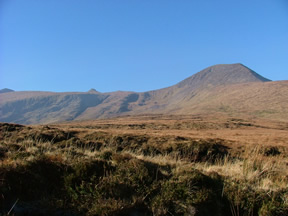 Looking back at Mount Brandon after descending from Masatiompan on the way to Brandon Village.