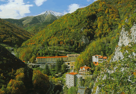 La Preste with the snow-capped peak of Costabonne in the background , French Pyrenees.