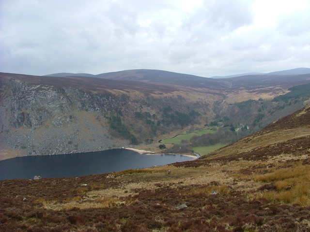 Looking down on Lough Dan on a walking holiday along the Wicklow Way